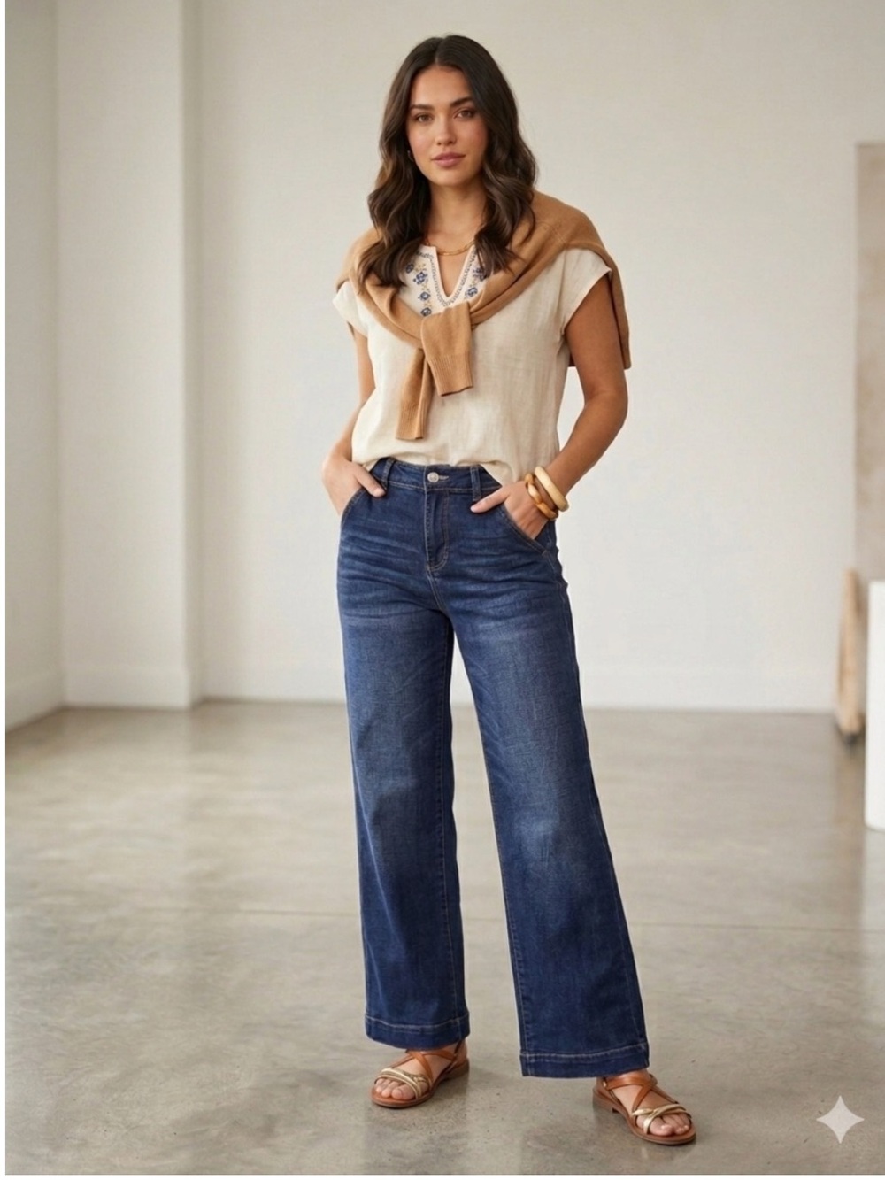KanCan high rise Blue Wide-Leg Jeans, size 27